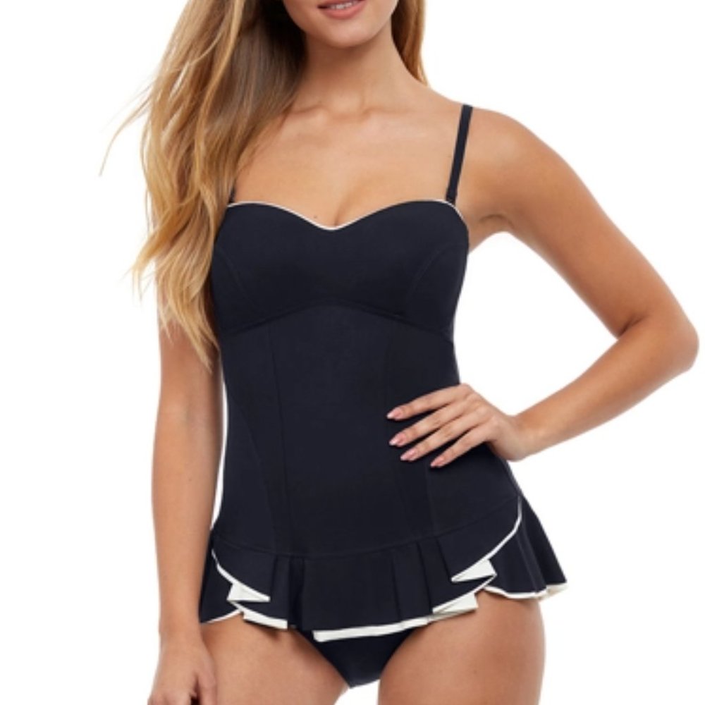 Profile by Gottex Belle Curve Bandeau Strapless Shirred Swimdress
